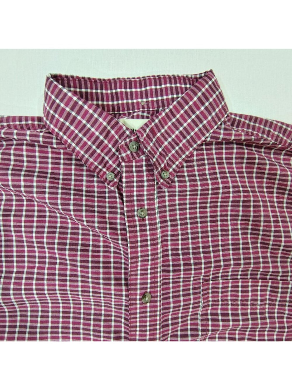 Vintage Wrangler Riata Button-Down Shirt Mens XXL Burgundy Plaid Long-Sleeve - Picture 3 of 15